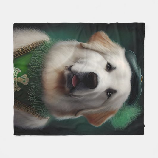 ピレ素晴らしネー犬の聖パトリックの日のドレス フリースブランケット (正面(横))