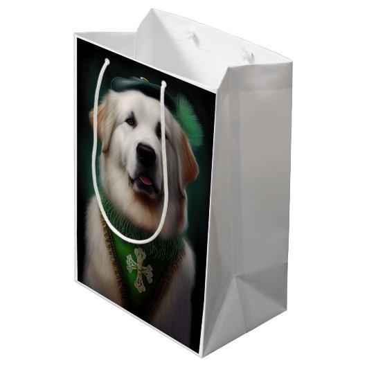 ピレ素晴らしネー犬の聖パトリックの日のドレス ミディアムペーパーバッグ (裏面アングル)