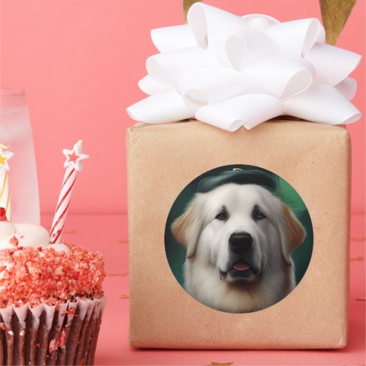 ピレ素晴らしネー犬の聖パトリックの日のドレス ラウンドシール (パーティー)