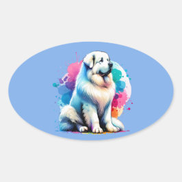 ピレ素晴らしネー犬 楕円形シール