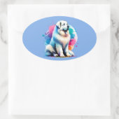 ピレ素晴らしネー犬 楕円形シール (バッグ)