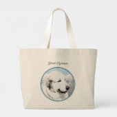 ピレ素晴らしネー絵を描ズホワイトオリジナルペットドッグアート ラージトートバッグ (裏面)