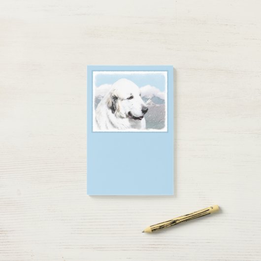 ピレ素晴らしネー絵画ズ – オリジナルドッグアート ポストイット (デスク上)