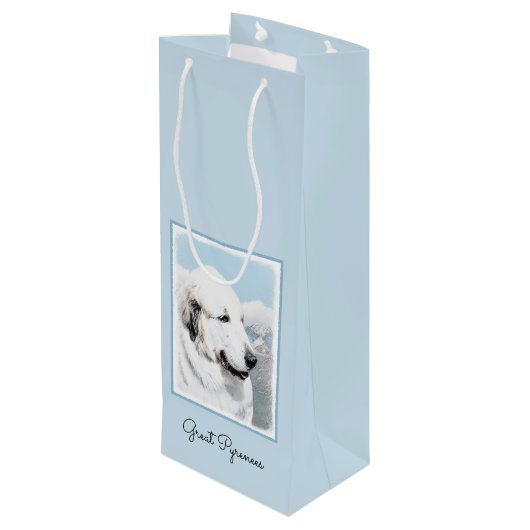 ピレ素晴らしネー絵画ズ – オリジナルドッグアート ワインギフトバッグ (裏面アングル)