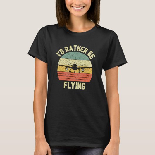 ピロおもしろいは飛行機のパイロットだ飛んでいるろう Tシャツ (正面)