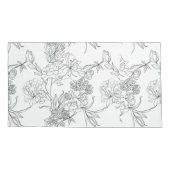 ピロロケース – 白黒フローラプリント 枕カバー (裏面-左)