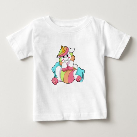 ピローでシャイなユニコーン ベビーTシャツ (正面)
