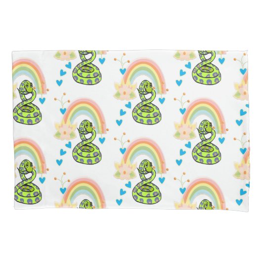 ピローケースのヘビの虹 枕カバー (正面)