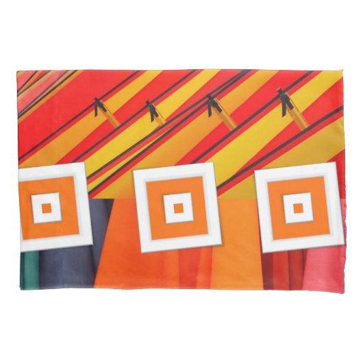 ピローケースオレンジ赤イエロー抽象芸術 枕カバー (正面)