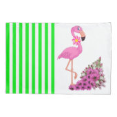 ピローケースグリーンストライプフローラ 枕カバー (裏面)