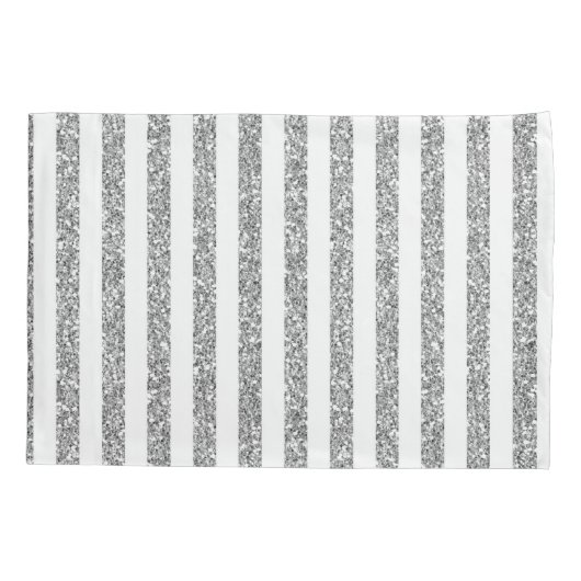 ピローケースシルバー&ホワイトストライプ 枕カバー (裏面)