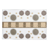 ピローケースブラウンフローラ四角形 枕カバー (裏面)