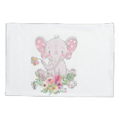 ピローケースホワイトピンクテディベアフローラ 枕カバー (裏面)