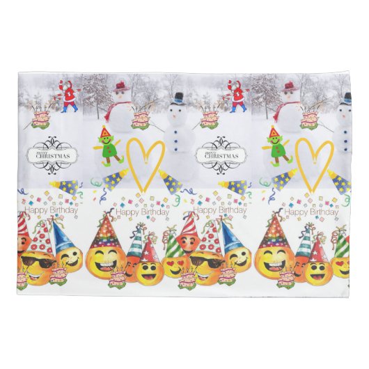 ピローケースメリークリスマスハッピーバースデー 枕カバー (裏面)