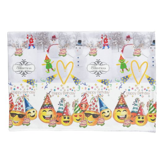 ピローケースメリークリスマスハッピーバースデー 枕カバー (正面)