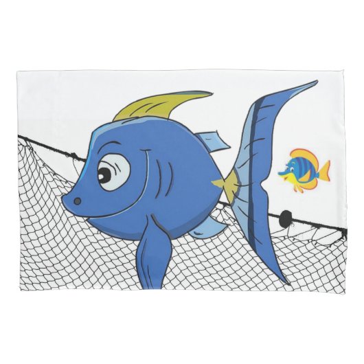 ピローケース魚釣りネット魚釣り 枕カバー (正面)