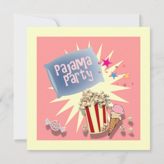 ピロースランバースリーポバーパジャマパーティの招待状 招待状 (正面)