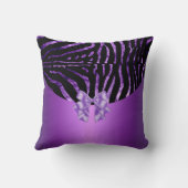 ピローゼブラブラックパープルピンクストライプのリボン クッション (裏面)