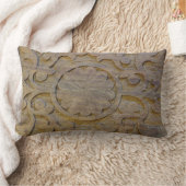 ピローテクスチャチークウッドスクロールデザイン ランバークッション (ブランケット)