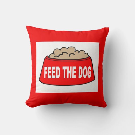 ピロードッグボール食べ物を与え赤い犬 クッション (正面)