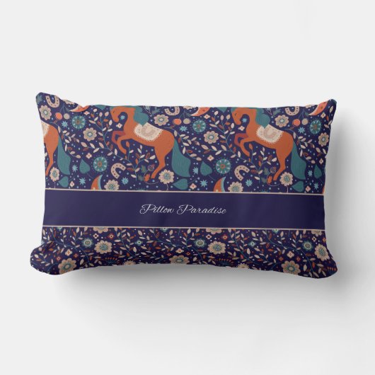 ピローパラダイスブランドモダンアートホース抽象芸術 ランバークッション (正面)