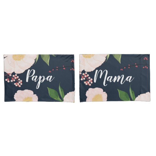 ピローパーソナライズされたケースベビーピンクコスモスon海軍 枕カバー (フロントセット)