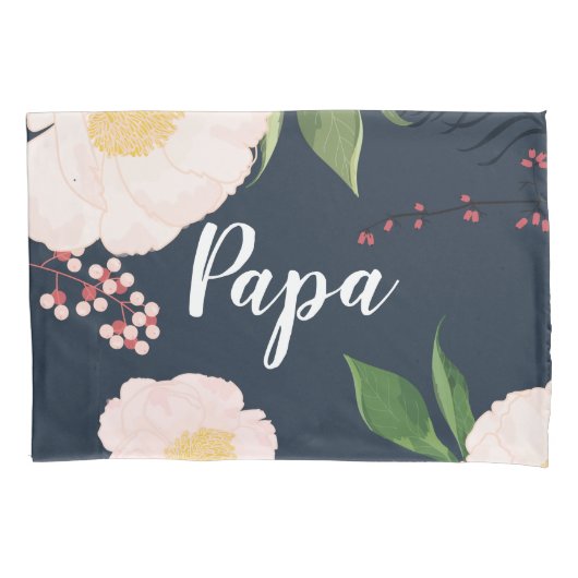 ピローパーソナライズされたケースベビーピンクコスモスon海軍 枕カバー (正面左)