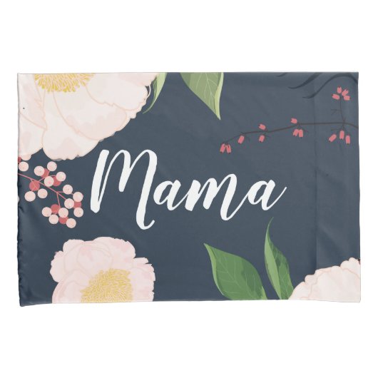 ピローパーソナライズされたケースベビーピンクコスモスon海軍 枕カバー (正面右)