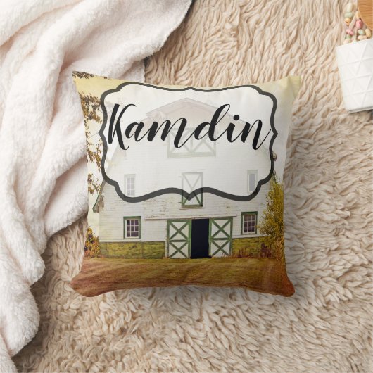ピローパーソナライズされたサンセットバーンカントリー素朴ファイル クッション (ブランケット)