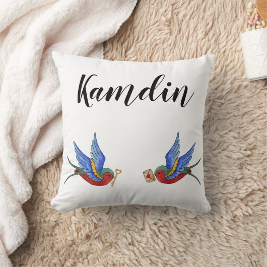 ピローパーソナライズされたバ伝統的ードタトゥスパーロ クッション (ブランケット)