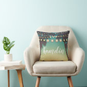 ピローパーソナライズされたビーチサンセットパームツリーストリング クッション (椅子)