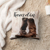 ピローパーソナライズされたブーツ田舎西w クッション (ブランケット)