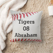 ピローパーソナライズされたホワイト野球赤ステッチ クッション (ブランケット)