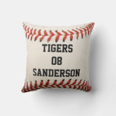 ピローパーソナライズされたホワイト野球赤ステッチ クッション (裏面)