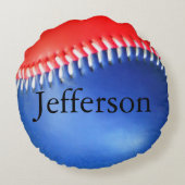 ピローパーソナライズされた赤白青野球 ラウンドクッション (裏面)