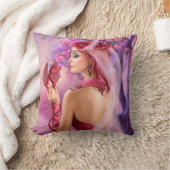 ピロービューティフルファンタジー女王及び赤いドラゴ クッション (ブランケット)