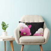 ピローピンク花ブラックデコールセット(1) ランバークッション (椅子)