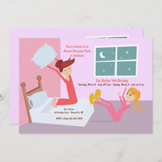 ピローファイトの眠りのパーティの招待状 招待状 (正面/裏面)
