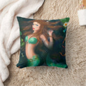 ピローライリと湖の美しいファンタジーマーメイド クッション (ブランケット)