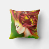 ピロー美しい春女性バタフライ。抽象芸術 クッション (裏面)
