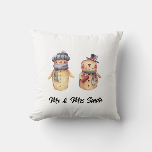 ピロー | オーダーメイド Mr & Mrs スノーマン カップル (正面)