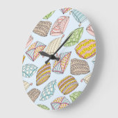 ピロー、カラフルヴィンテージシームレスなテクスチャ。 ラージ壁時計 (傾斜)