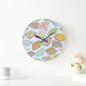ピロー、カラフルヴィンテージシームレスなテクスチャ。 ラージ壁時計 (ホーム)