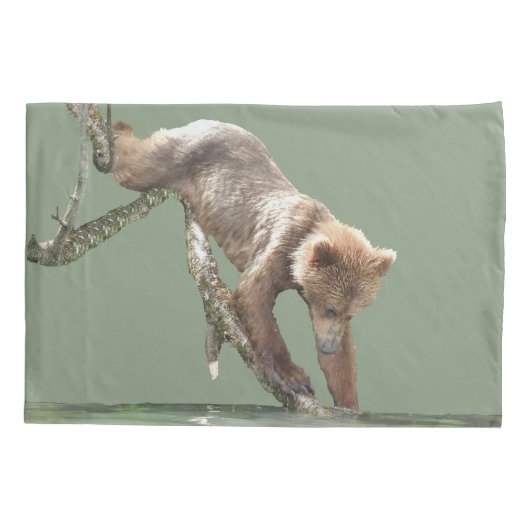 ピロ独身のーケース、標準サイズ(グリズリーベア付き) 枕カバー (裏面)