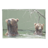 ピロ独身のーケース、標準サイズ(グリズリーベア付き) 枕カバー (正面)