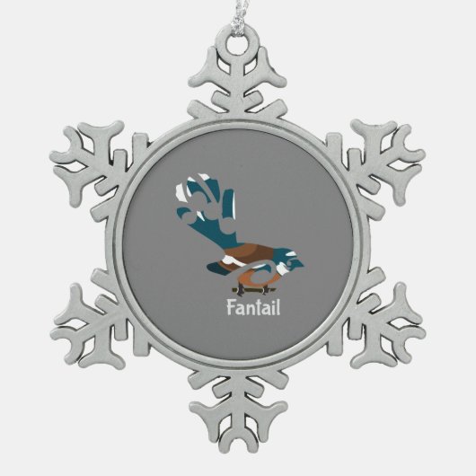 ピワカワカニュージーランドバード スノーフレークピューターオーナメント (正面)