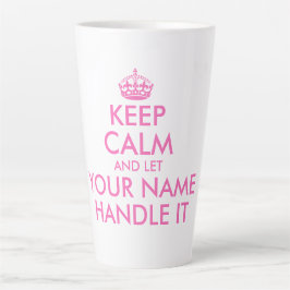 ピンおもしろいク保の冷静さで取り扱う カフェラテマグ