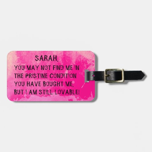 ピンおもしろいク旅行ラベル、ラゲクールージメッセージ ラゲッジタグ (正面横)