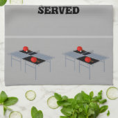 ピンおもしろいポンのテーブルにこうもりとボールを。 キッチンタオル (折り畳み)