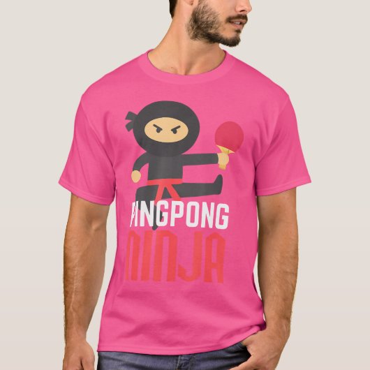 ピンおもしろいポン忍者シャツテーブルテニス Tシャツ (正面)